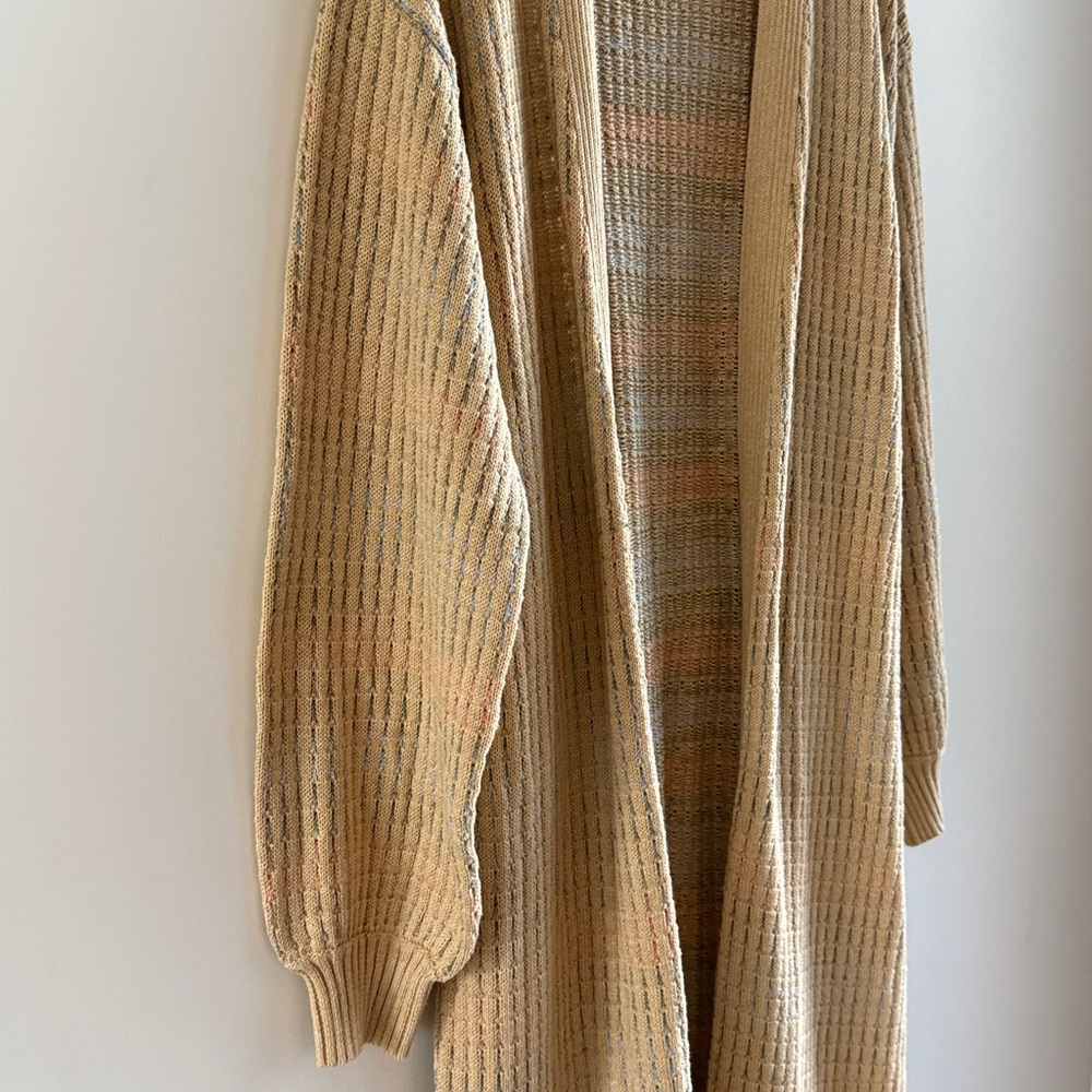 L SPACE ENCINITAS CARDIGAN Duster Cover Up Tan Color size Medium Large - Picture 7 of 15
